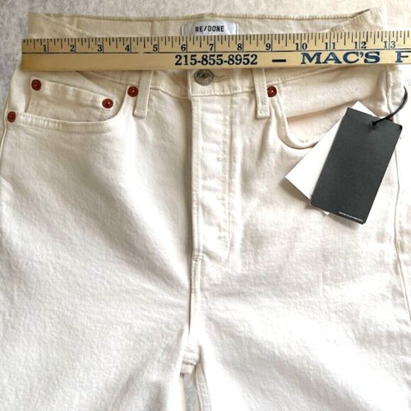 RE/DONE 70s Stove Pipe Jeans Ivory Womens Size 26 High Rise Straight Leg NEW! - Picture 11 of 15